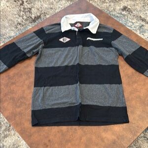 Rugby Shirt with Black and Gray Stripes